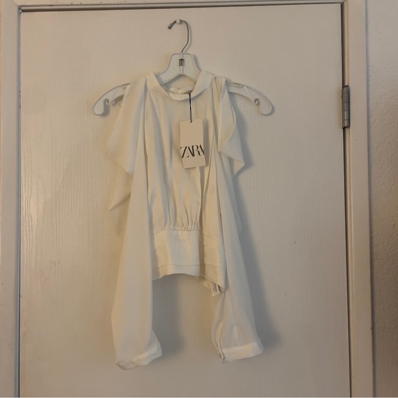 NWT ZARA BLOUSE WITH OPENING AT SHOULDERS SIZE M - Picture 4 of 11